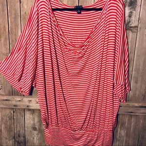 Scoop Neck bat sleeve striped top